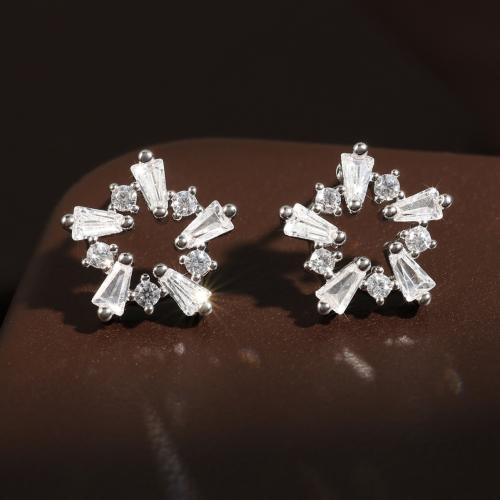 Cubic Zirconia Micro Pave Brass Earring, fashion jewelry & micro pave cubic zirconia & for woman [