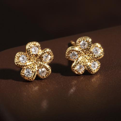 Cubic Zirconia Micro Pave Brass Earring, fashion jewelry & micro pave cubic zirconia & for woman 