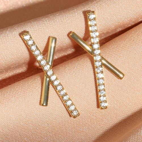 Cubic Zirconia Micro Pave Brass Earring, fashion jewelry & micro pave cubic zirconia & for woman 