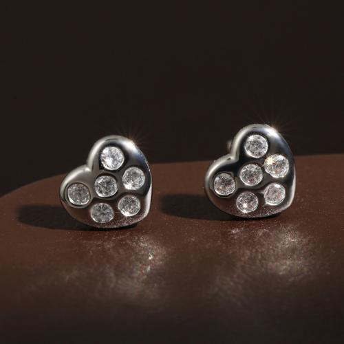 Cubic Zirconia Micro Pave Brass Earring, Heart, fashion jewelry & micro pave cubic zirconia & for woman 