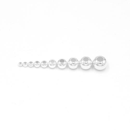 Round Sterling Silver Beads, 925 Sterling Silver, DIY Approx 