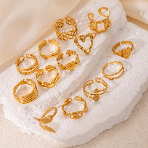 Edelstahl Fingerring, 304 Edelstahl, Modeschmuck & verschiedene Stile für Wahl & für Frau, goldfarben, verkauft von PC