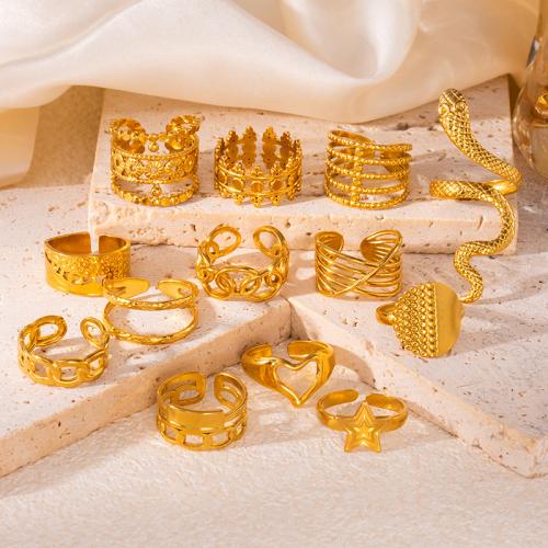 Edelstahl Fingerring, 304 Edelstahl, Modeschmuck & verschiedene Stile für Wahl & für Frau, goldfarben, verkauft von PC