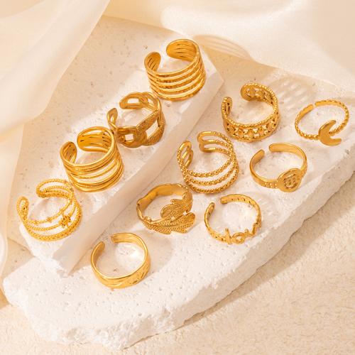 Edelstahl Fingerring, 304 Edelstahl, Modeschmuck & verschiedene Stile für Wahl & für Frau, goldfarben, verkauft von PC