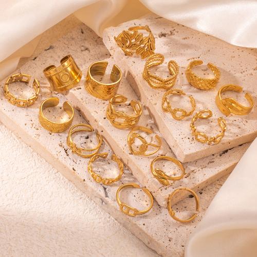 Edelstahl Fingerring, 304 Edelstahl, Modeschmuck & verschiedene Stile für Wahl & für Frau, goldfarben, verkauft von PC