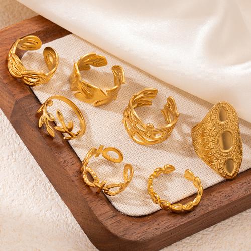 Edelstahl Fingerring, 304 Edelstahl, Modeschmuck & verschiedene Stile für Wahl & für Frau, goldfarben, verkauft von PC