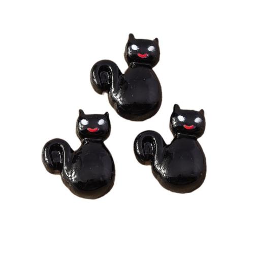 Harz Anhänger, Katze, Drucken, Design für Halloween & DIY, schwarz, 16x20mm, ca. 100PCs/Tasche, verkauft von Tasche