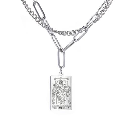 Stainless Steel Jewelry Necklace, 304 Stainless Steel, with 5cm extender chain, Rectangle, fashion jewelry & for woman Approx 40 cm 