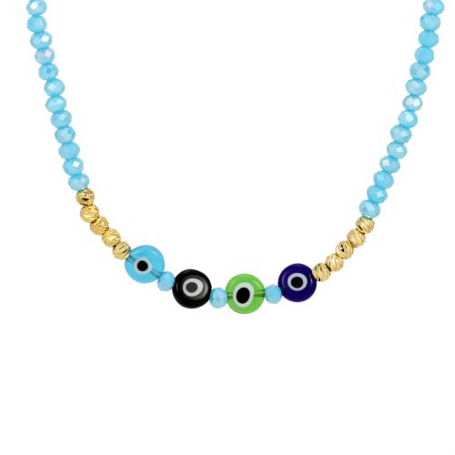 Collier en cristal, avec résine & laiton, avec 5cm chaînes de rallonge, Placage de couleur d'or, bijoux de mode & pour femme Environ 40 cm, Vendu par PC