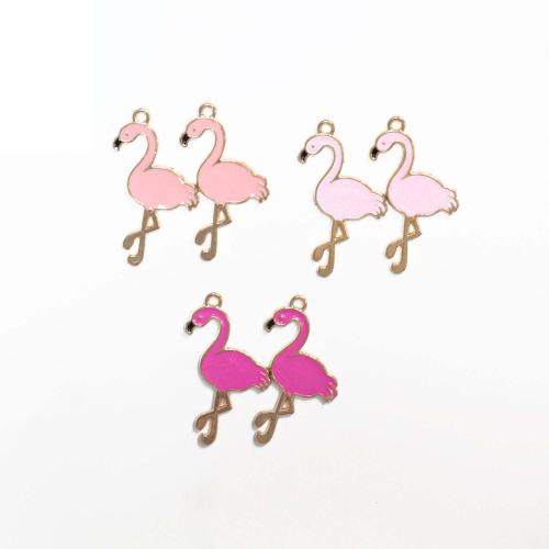 Zinc Alloy Enamel Pendants, Bird, gold color plated, DIY 