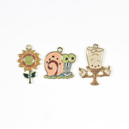 Zinc Alloy Enamel Pendants, gold color plated, DIY 