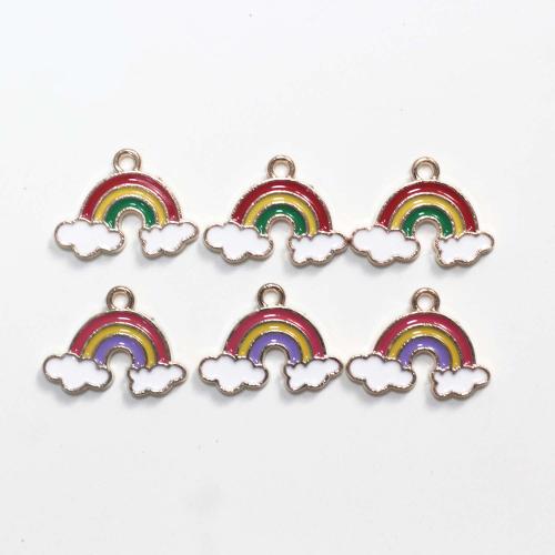 Zinc Alloy Enamel Pendants, Rainbow, gold color plated, DIY 