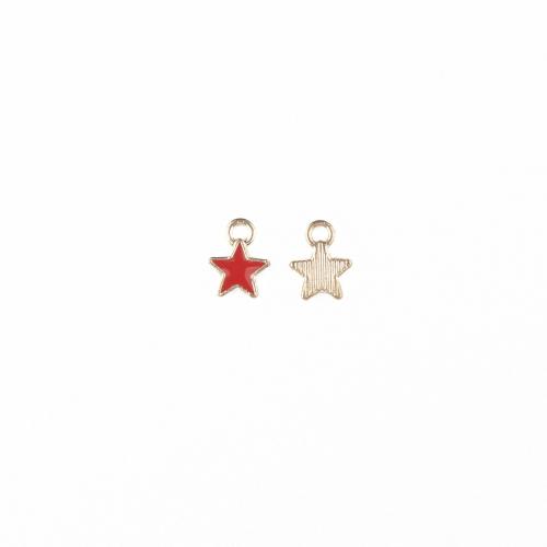 Zinc Alloy Enamel Pendants, Star, gold color plated, DIY 