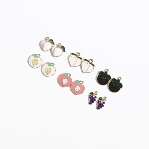 Zinc Alloy Enamel Pendants, Fruit, gold color plated, DIY 