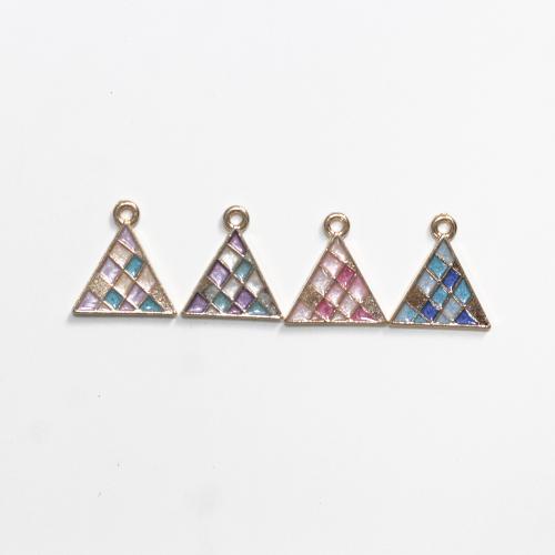 Zinc Alloy Enamel Pendants, Triangle, gold color plated, DIY 