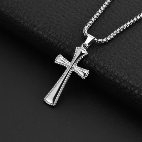 Stainless Steel Jewelry Necklace, 304 Stainless Steel, Cross, plated, for man cm 