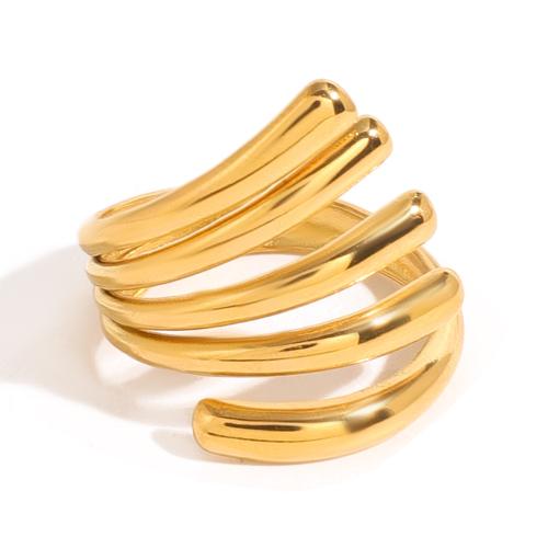 Edelstahl Fingerring, 304 Edelstahl, goldfarben plattiert, Modeschmuck, goldfarben, verkauft von PC