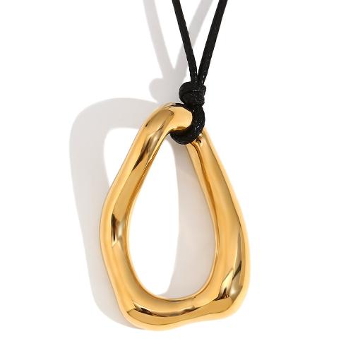 Stainless Steel Jewelry Necklace, 304 Stainless Steel, with Polyester Cord, Vacuum Ion Plating, for woman, gold 