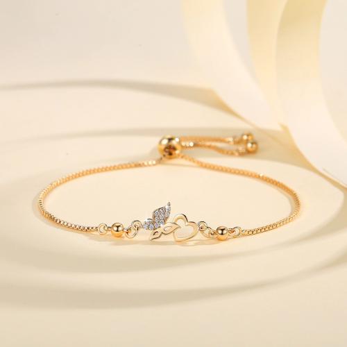 Cubic Zirconia Micro Pave Brass Bracelet, plated, micro pave cubic zirconia & for woman, gold 