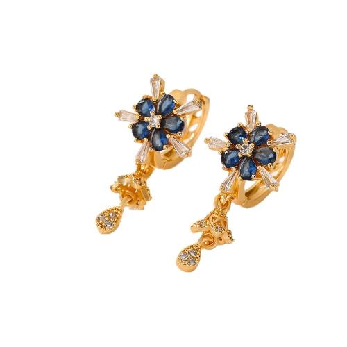 Cubic Zirconia Micro Pave Brass Earring, plated, micro pave cubic zirconia & for woman 