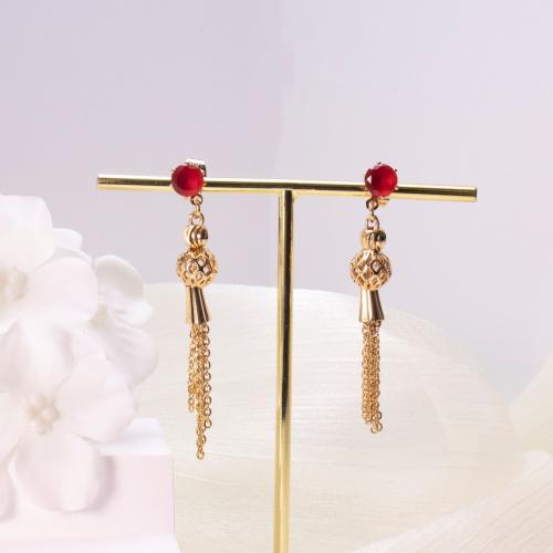 Cubic Zirconia Micro Pave Brass Earring, plated, micro pave cubic zirconia & for woman, gold 