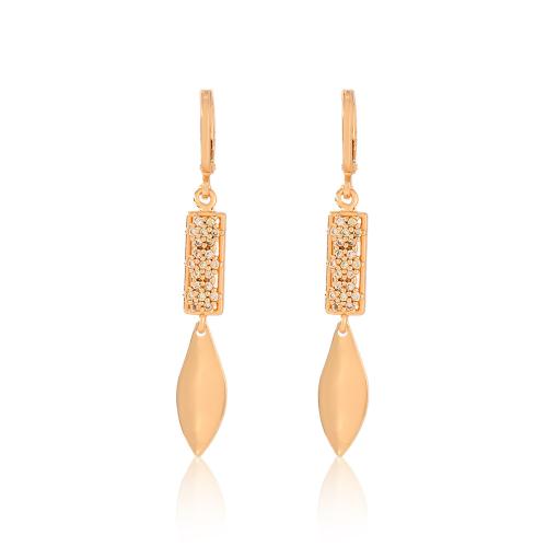 Cubic Zirconia Micro Pave Brass Earring, plated & micro pave cubic zirconia & for woman, gold 