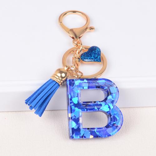 Zinc Alloy Key Clasp, with Sequins & Resin, epoxy gel, multifunctional golden 