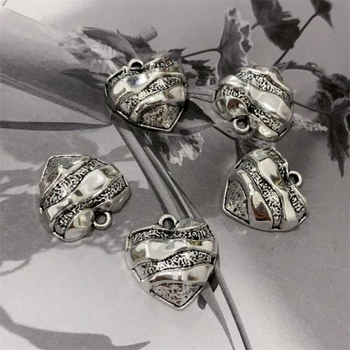 Zinc Alloy Heart Pendants, antique silver color plated, DIY 