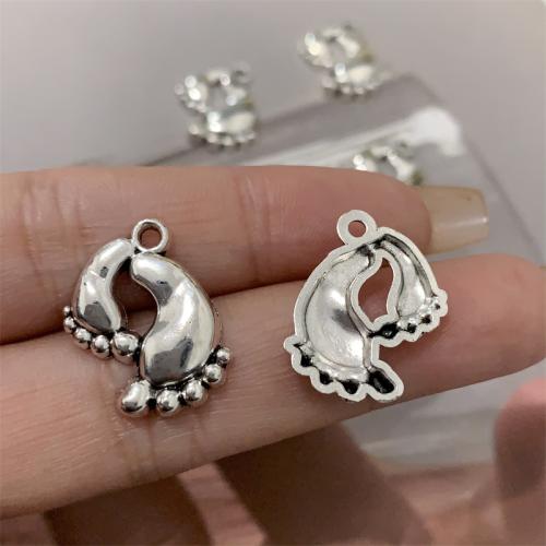 Zinc Alloy Jewelry Pendants, Footprint, antique silver color plated, DIY 