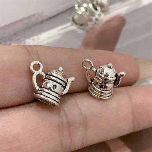 Zinc Alloy Jewelry Pendants, Teapot, antique silver color plated, DIY 