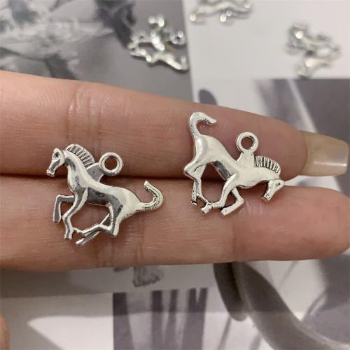 Pendentifs animaux en alliage de zinc, cheval, Plaqué de couleur d'argent, DIY Vendu par sac