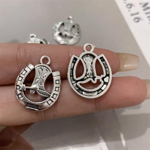 Zinc Alloy Jewelry Pendants, Horseshoes, antique silver color plated, DIY 