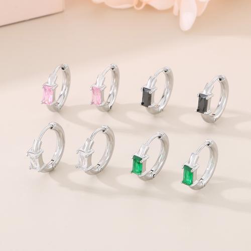 Stainless Steel Huggie Hoop Earring, 304 Stainless Steel, with Glass, Vacuum Ion Plating, for woman 