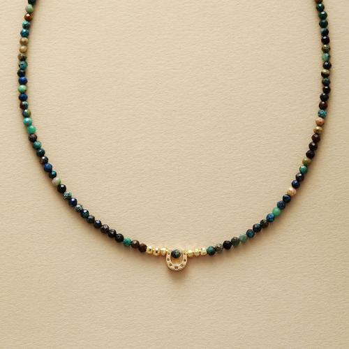 Gemstone Necklace, with Freshwater Pearl & Brass & Unisex Approx 15.4-15.7 Inch 