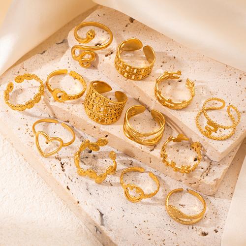 Edelstahl Fingerring, 304 Edelstahl, Modeschmuck & verschiedene Stile für Wahl & für Frau, goldfarben, verkauft von PC[