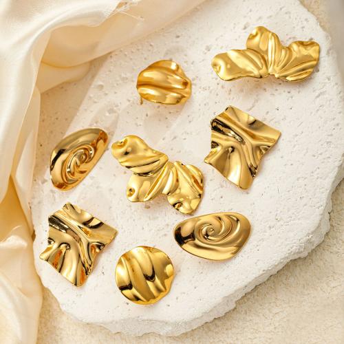 Stainless Steel Stud Earring, 304 Stainless Steel, 18K gold plated, fashion jewelry & for woman, golden 