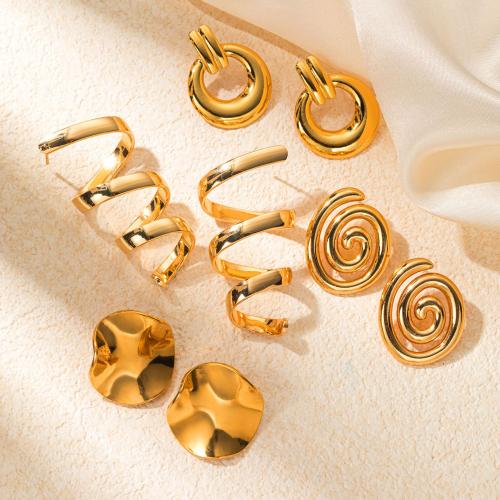 Stainless Steel Stud Earring, 304 Stainless Steel, fashion jewelry & for woman, golden 