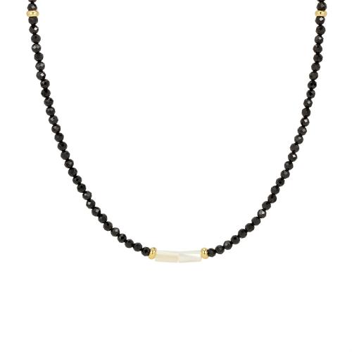 Gemstone Necklaces, with Shell & Brass, with 5cm extender chain, gold color plated, fashion jewelry & for woman Approx 40 cm 