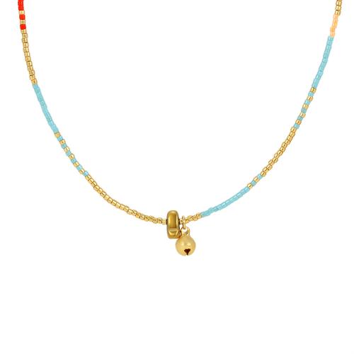 Los granos de cristal collar de esmalte, Vidrio, con metal, con 5m extender cadena, chapado en color dorado, Joyería & para mujer, multicolor, longitud:aproximado 43 cm, Vendido por UD