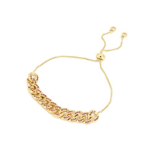 Cubic Zirconia Micro Pave Brass Bracelet, gold color plated, Adjustable & fashion jewelry & micro pave cubic zirconia & for woman Approx 16-22 cm 