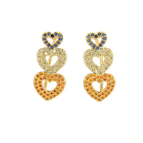 Cubic Zirconia Micro Pave Brass Earring, gold color plated & fashion jewelry & micro pave cubic zirconia & for woman 