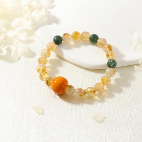 Pulseras de cuarzo, cuarzo rutilado, con Cristal de murano & metal, chapado en color dorado, Joyería & para mujer, color mixto, longitud:aproximado 16-17 cm, Vendido por UD