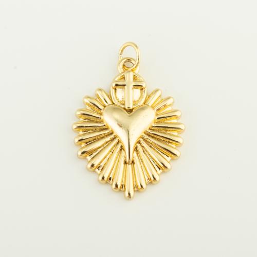 Pendentifs de coeur en laiton, Placage de couleur d'or, DIY Vendu par PC