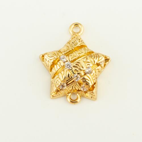 Cubic Zirconia Micro Pave Brass Connector, Star, gold color plated, DIY & micro pave cubic zirconia & 1/1 loop 