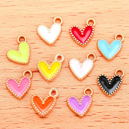 Zinc Alloy Enamel Pendants, Heart, gold color plated, DIY 