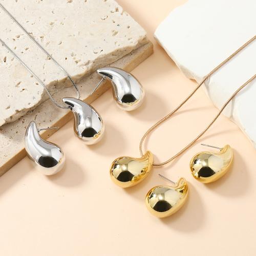 Fashion Zinc Alloy Jewelry Sets, earring & necklace, Teardrop, plated, 2 pieces & fashion jewelry 