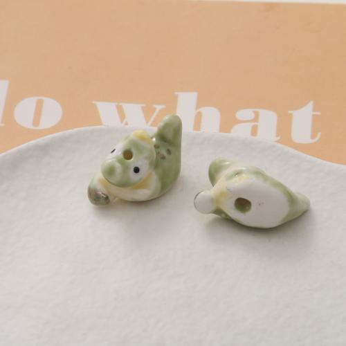 Animal Porcelain Beads, Crocodile, DIY, green 