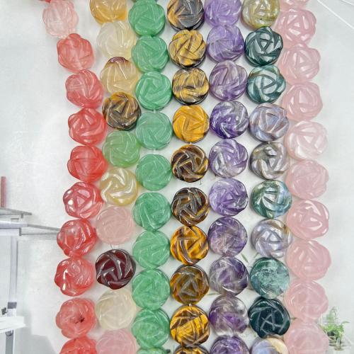 Single Gemstone Beads, Natural Stone, Flower, DIY Approx 