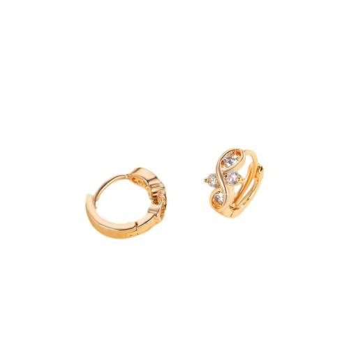 Cubic Zirconia Micro Pave Brass Earring, plated, micro pave cubic zirconia & for woman, gold 