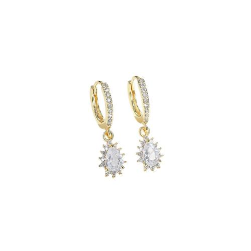 Cubic Zirconia Micro Pave Brass Earring, plated, micro pave cubic zirconia & for woman 